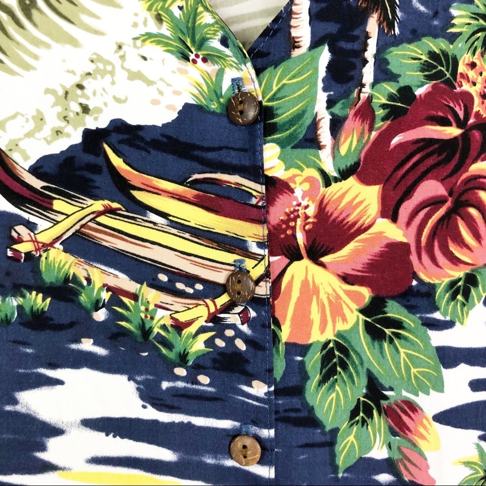 Hilo Hattie Vintage Hawaiian V Neck Blouse Medium - Picture 9 of 10